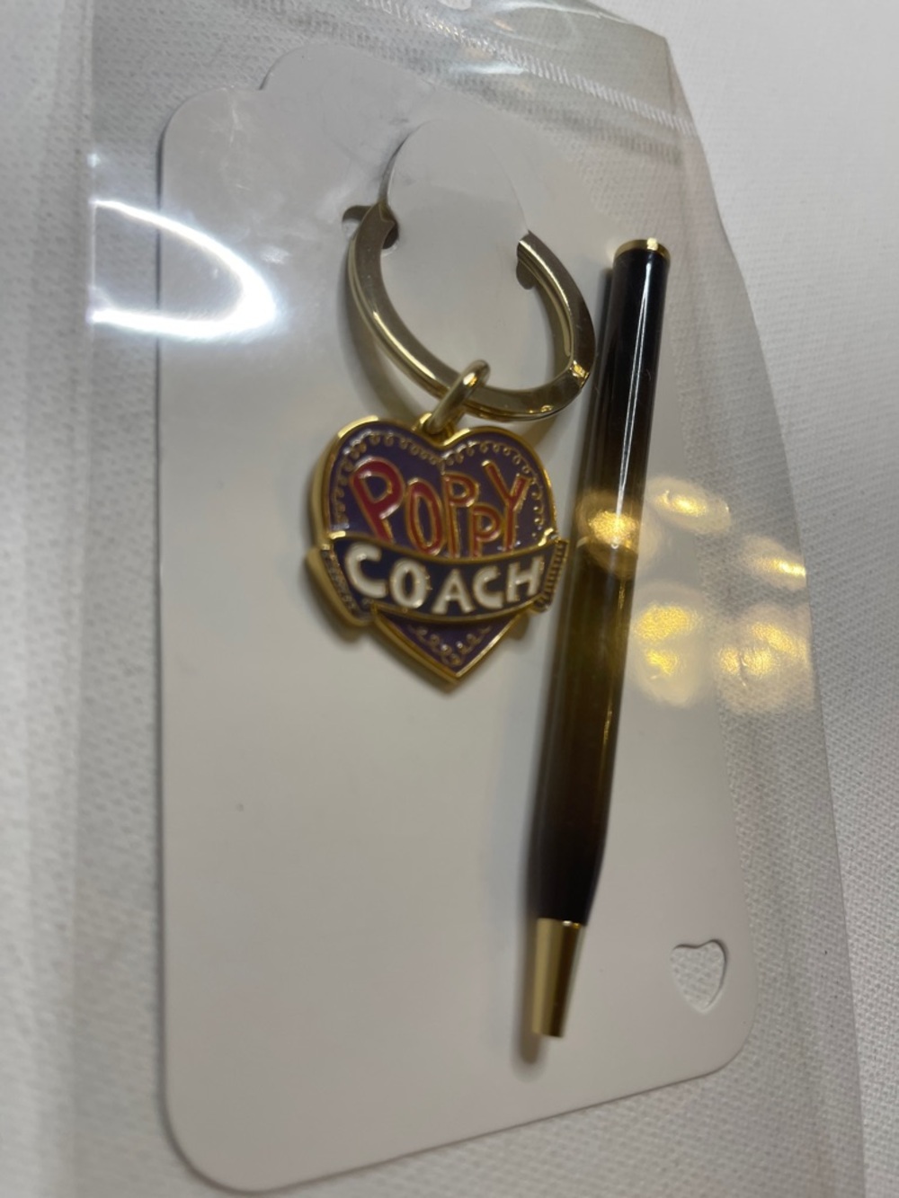 Coach Poppy Heart Keyring - Navy, Red & Gold and Coach Pen - Picture 6 of 6